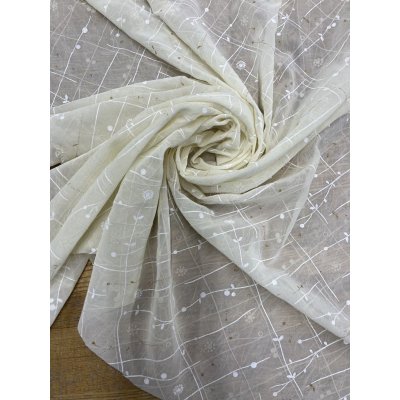 画像6: 生地：ポリエステル100％格子花柄シフォン（クリームイエロー）