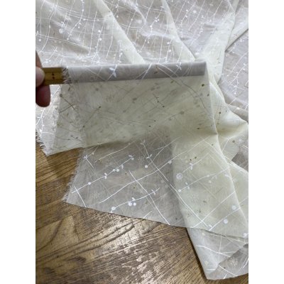 画像7: 生地：ポリエステル100％格子花柄シフォン（クリームイエロー）