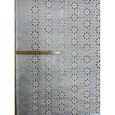 画像1: 生地：綿ポリ花柄刺繍レース（白）