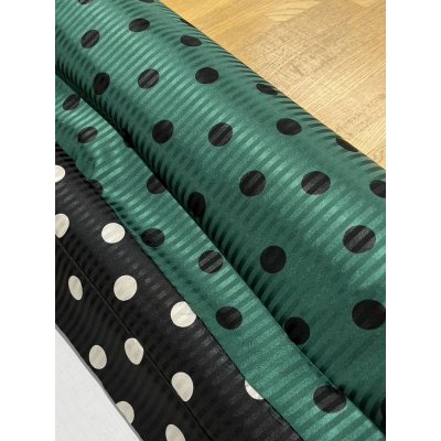 画像9: 生地：ポリストレッチサテンジャガード水玉柄プリント（緑／黒）
