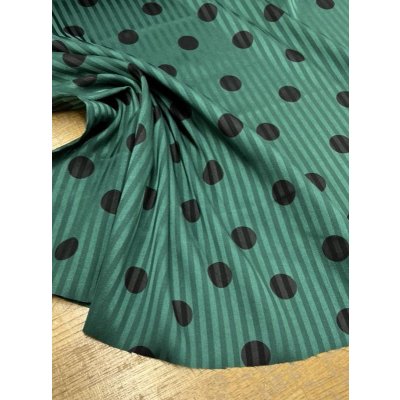画像5: 生地：ポリストレッチサテンジャガード水玉柄プリント（緑／黒）