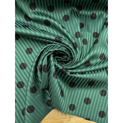 画像6: 生地：ポリストレッチサテンジャガード水玉柄プリント（緑／黒）