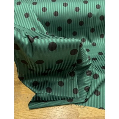 画像7: 生地：ポリストレッチサテンジャガード水玉柄プリント（緑／黒）