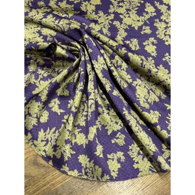 画像4: 生地：ポリストレッチサテンジャガード織り花柄（青紫／黄色）