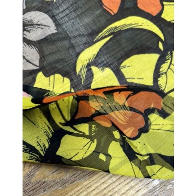 画像4: 生地：ポリエステル100％楊柳フラワープリント（黒／黄色）