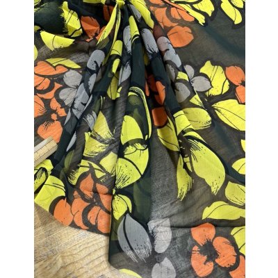 画像5: 生地：ポリエステル100％楊柳フラワープリント（黒／黄色）