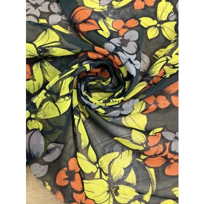 画像6: 生地：ポリエステル100％楊柳フラワープリント（黒／黄色）