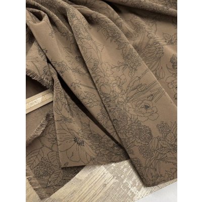 画像6: 生地：ジーナ糸ポリエステルデシン花柄（茶／黒）