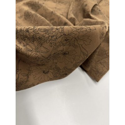 画像8: 生地：ジーナ糸ポリエステルデシン花柄（茶／黒）