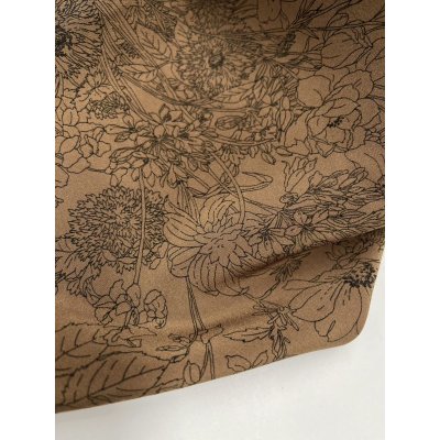 画像9: 生地：ジーナ糸ポリエステルデシン花柄（茶／黒）
