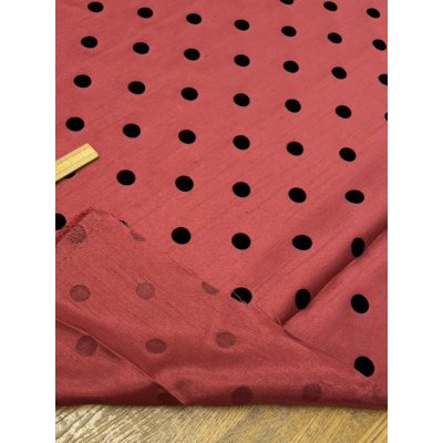 画像3: 生地：水玉大フロッキー加工ポリシャンタン（レンガ／黒）