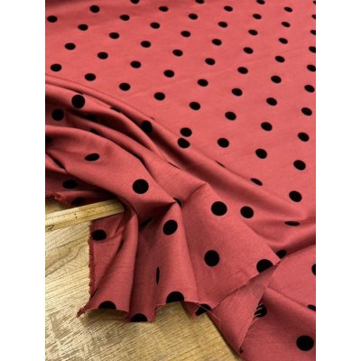 画像5: 生地：水玉大フロッキー加工ポリシャンタン（レンガ／黒）