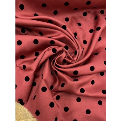 画像6: 生地：水玉大フロッキー加工ポリシャンタン（レンガ／黒）