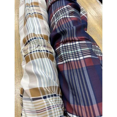 画像8: 生地:レーヨン100%チェック柄(ベージュ/茶)