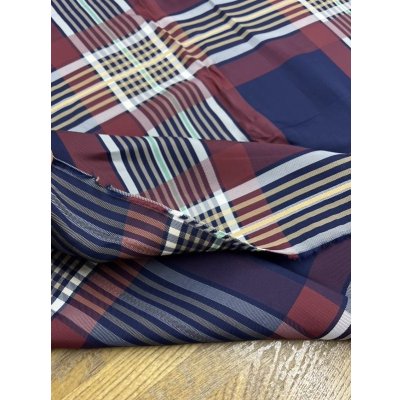画像4: 生地：レーヨン100％チェック柄（紺／エンジ）