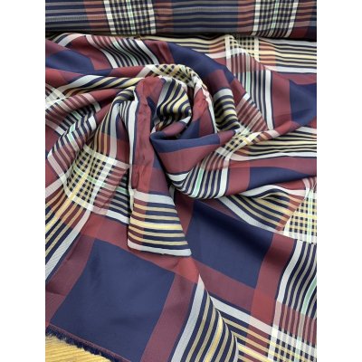 画像6: 生地：レーヨン100％チェック柄（紺／エンジ）