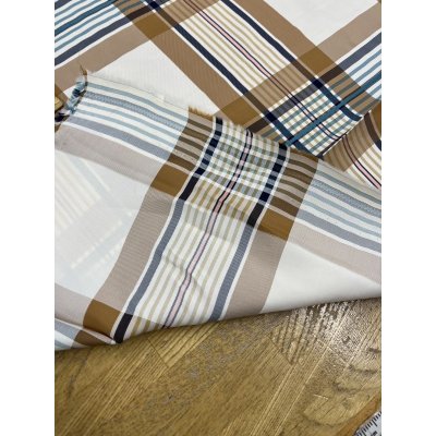 画像3: 生地:レーヨン100%チェック柄(ベージュ/茶)