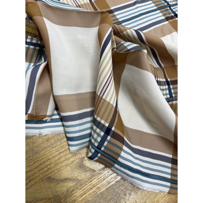 画像5: 生地:レーヨン100%チェック柄(ベージュ/茶)