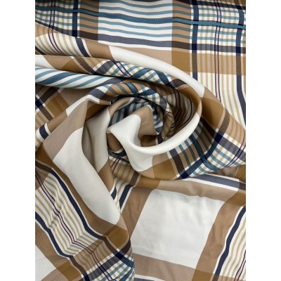 画像7: 生地:レーヨン100%チェック柄(ベージュ/茶)