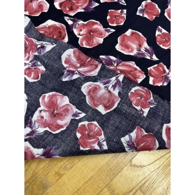 画像3: 生地：花柄プリント綿60ローン（ネイビー／ピンク）
