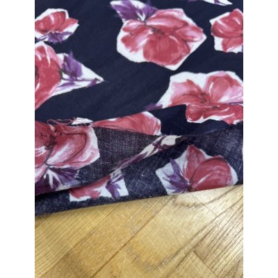 画像4: 生地：花柄プリント綿60ローン（ネイビー／ピンク）