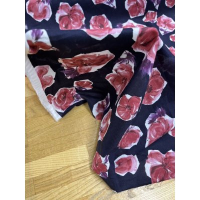 画像7: 生地：花柄プリント綿60ローン（ネイビー／ピンク）