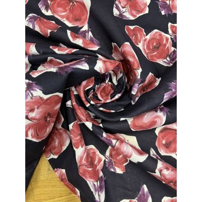 画像8: 生地：花柄プリント綿60ローン（ネイビー／ピンク）