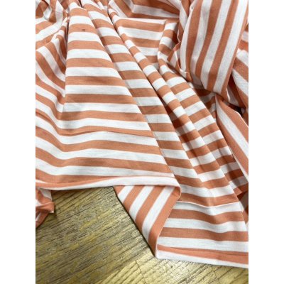 画像4: 生地:綿100%ボーダー柄天竺ニット(キナリ/ピンク)