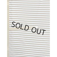 生地：シルケット加工綿100％ボーダー柄天竺ニット（サックス／茶）