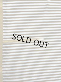 生地：シルケット加工綿100％ボーダー柄天竺ニット（サックス／茶）