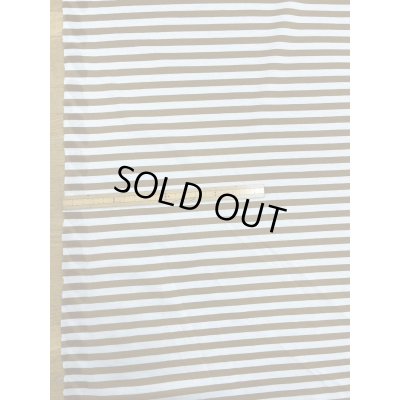 画像1: 生地：シルケット加工綿100％ボーダー柄天竺ニット（サックス／茶）