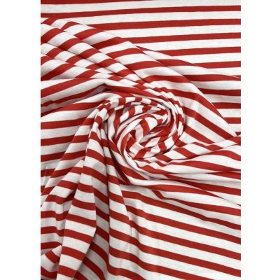 画像5: 生地：綿100％ボーダー柄天竺ニット（オフ／赤）