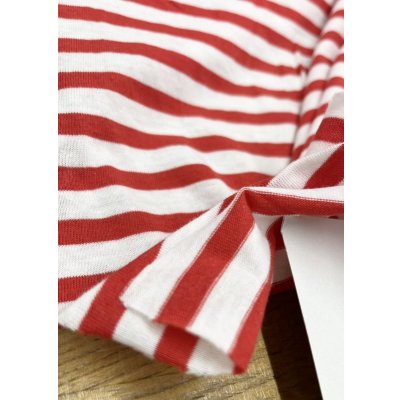 画像6: 生地：綿100％ボーダー柄天竺ニット（オフ／赤）