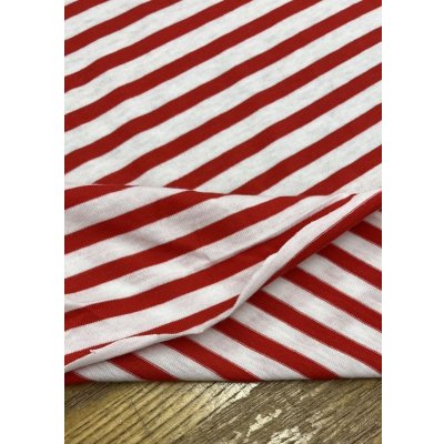 画像7: 生地：綿100％ボーダー柄天竺ニット（オフ／赤）