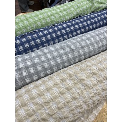 画像6: 生地：綿キュプラ混格子柄リップル（グレー）