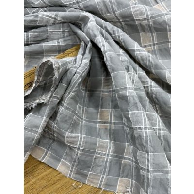 画像5: 生地：綿キュプラ混格子柄リップル（グレー）