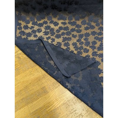 画像3: 生地：ポリレーヨン花柄朱子染オパール（紺）