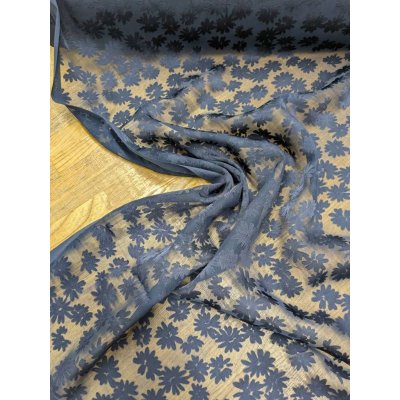 画像4: 生地：ポリレーヨン花柄朱子染オパール（紺）