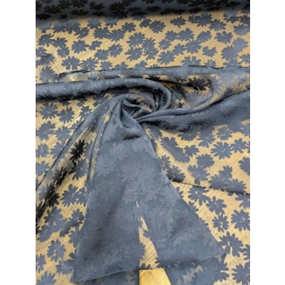 画像5: 生地：ポリレーヨン花柄朱子染オパール（紺）