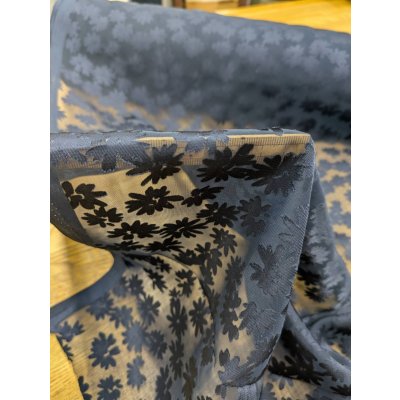 画像6: 生地：ポリレーヨン花柄朱子染オパール（紺）