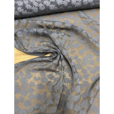 画像4: 生地：ポリレーヨン花柄朱子染オパール（グレー）