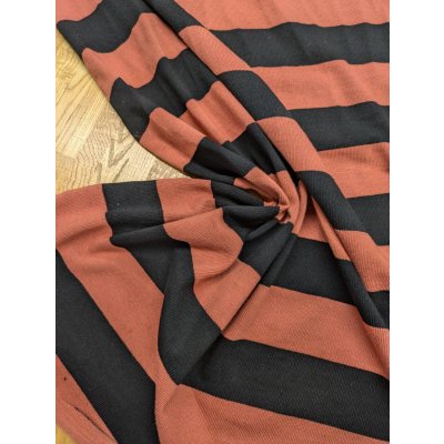 画像5: 生地：綿100％厚手太ボーダー柄天竺ニット（コーラル／黒）