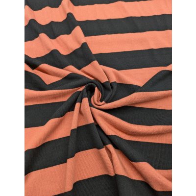 画像7: 生地：綿100％厚手太ボーダー柄天竺ニット（コーラル／黒）