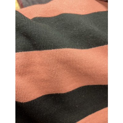 画像8: 生地：綿100％厚手太ボーダー柄天竺ニット（コーラル／黒）