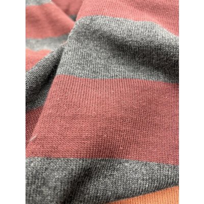 画像4: 生地：綿100％厚手太ボーダー柄天竺ニット（エンジ／グレー）