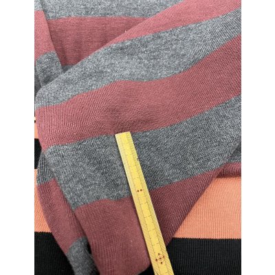 画像5: 生地：綿100％厚手太ボーダー柄天竺ニット（エンジ／グレー）