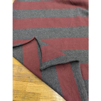画像6: 生地：綿100％厚手太ボーダー柄天竺ニット（エンジ／グレー）