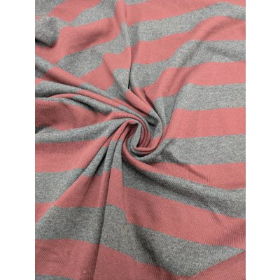 画像8: 生地：綿100％厚手太ボーダー柄天竺ニット（エンジ／グレー）