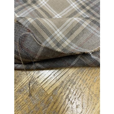 画像4: 生地：チェック織り薄手ウール（ベージュ）