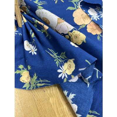 画像5: 生地:綿100%フラワー柄コットンブロード(明るい紺)